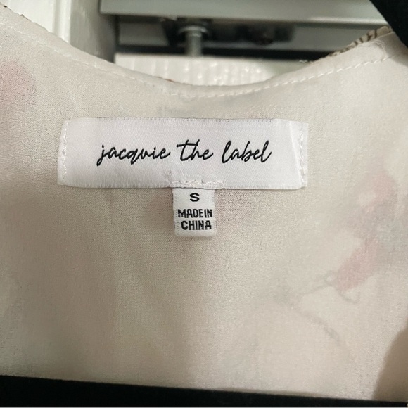 Jacquie The Label Long Sleeve Sheer Wrap Dress Cream Floral Size Small - Picture 3 of 10